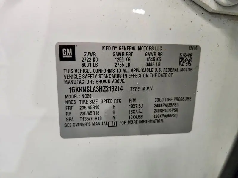 2017 GMC ACADIA SLE  