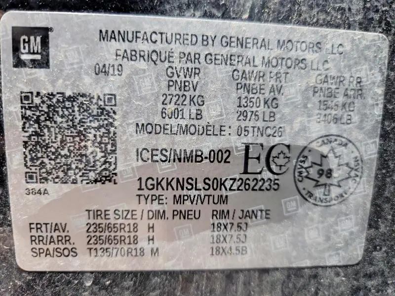 2019 GMC ACADIA SLE  