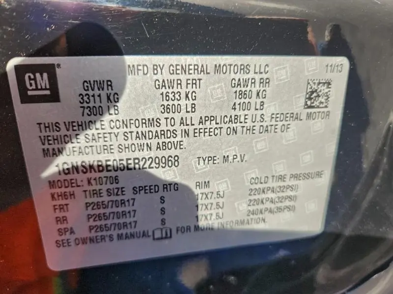 2014 CHEVROLET TAHOE K1500 LT  