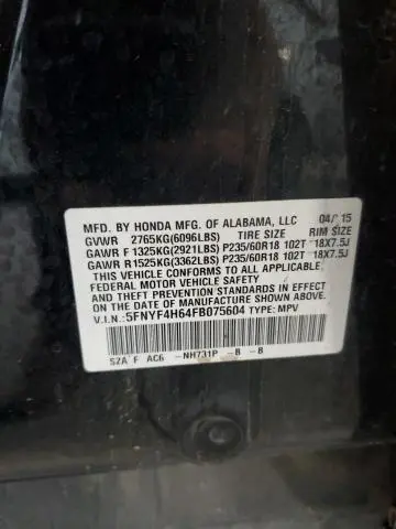 2015 HONDA PILOT EXL