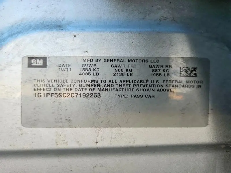 2012 CHEVROLET CRUZE LT  