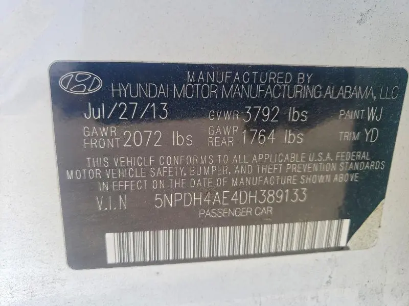 2013 HYUNDAI ELANTRA GLS  