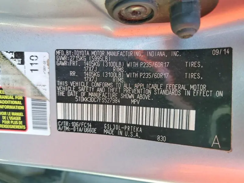2015 TOYOTA SIENNA LE  