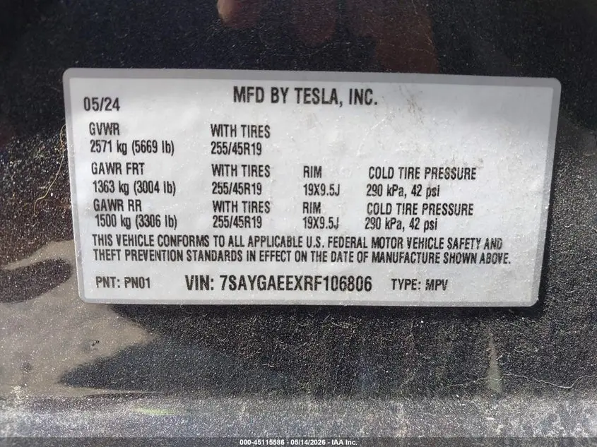 2024 TESLA MODEL Y LONG RANGE DUAL MOTOR ALL-WHEEL DRIVE
