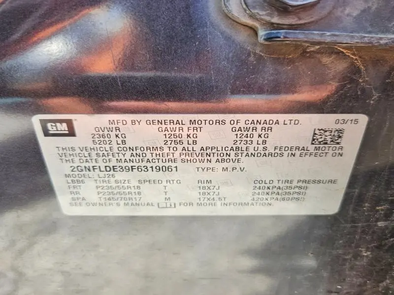 2015 CHEVROLET EQUINOX LTZ  