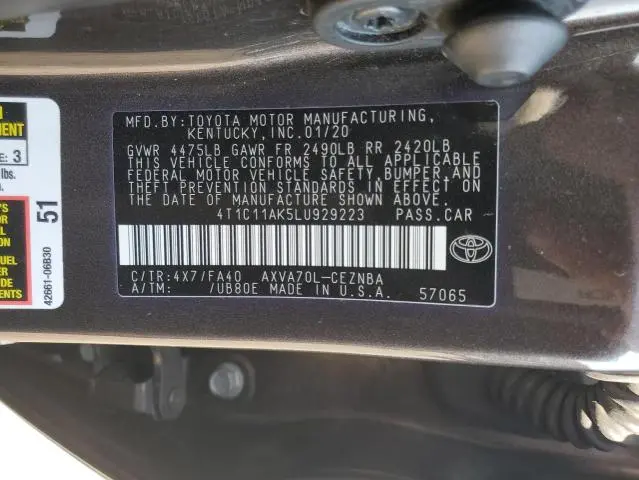 2020 TOYOTA CAMRY LE  