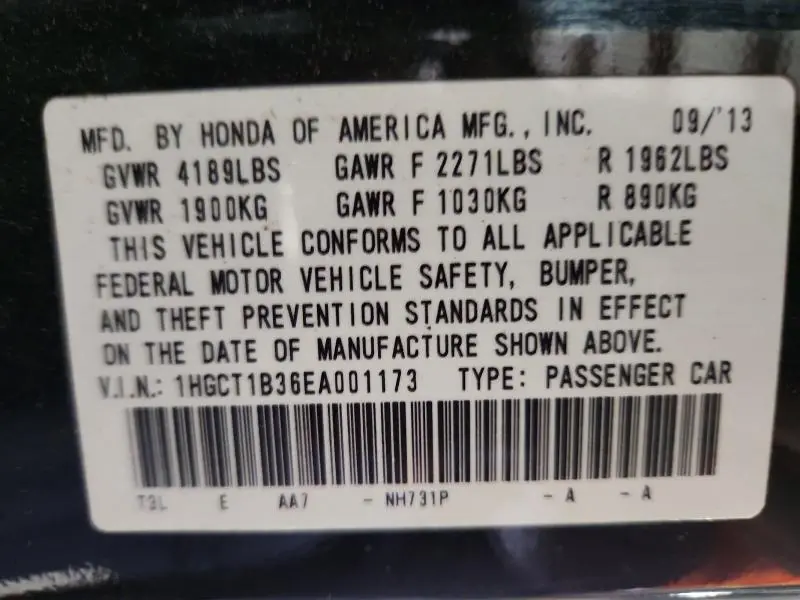 2014 HONDA ACCORD LX-S  
