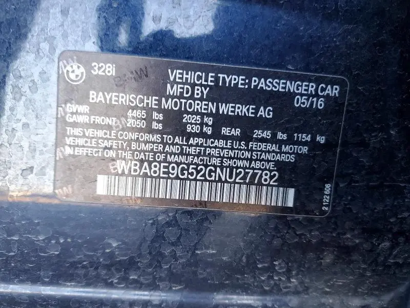 2016 BMW 328 I SULEV  