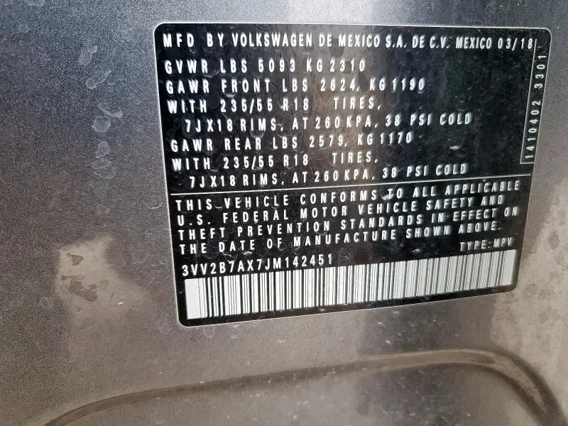 2018 VOLKSWAGEN TIGUAN SE  