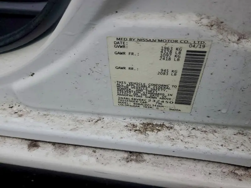 2019 NISSAN ALTIMA 2.5 S  