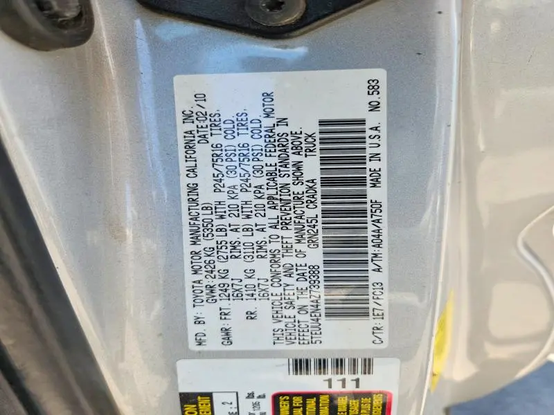 2010 TOYOTA TACOMA ACCESS CAB  