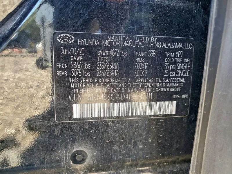 2020 HYUNDAI SANTA FE SEL  