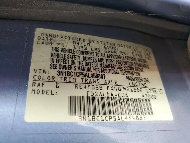 2010 NISSAN VERSA 1.8 S  