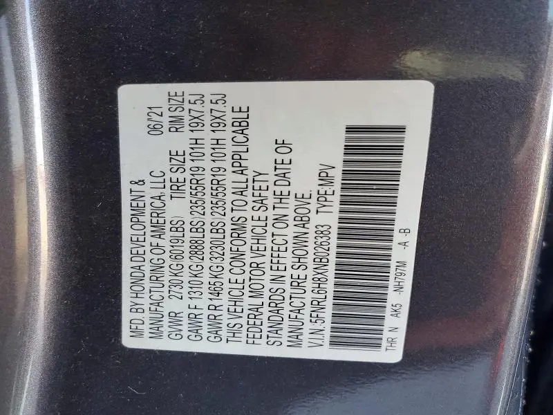 2022 HONDA ODYSSEY TOURING  