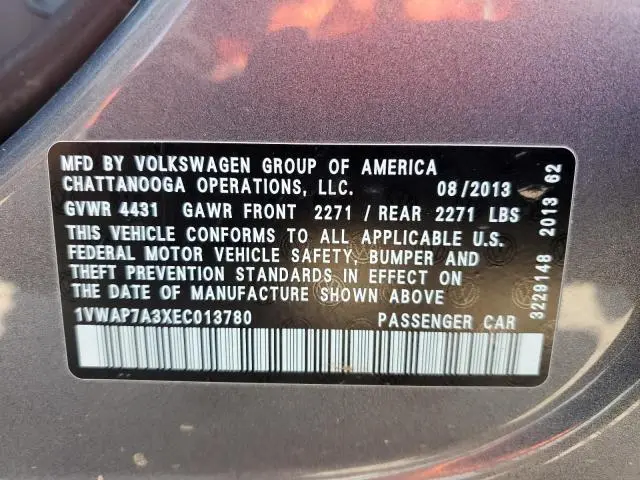 2014 VOLKSWAGEN PASSAT S  