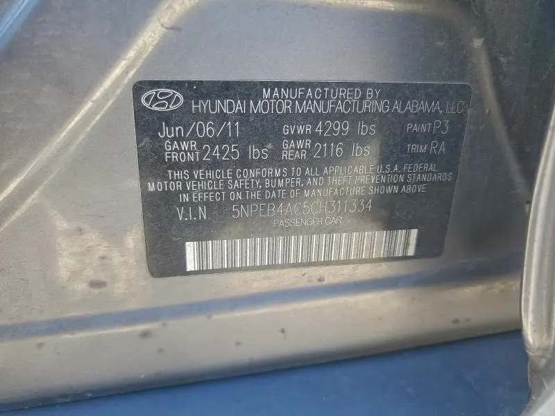 2012 HYUNDAI SONATA GLS  