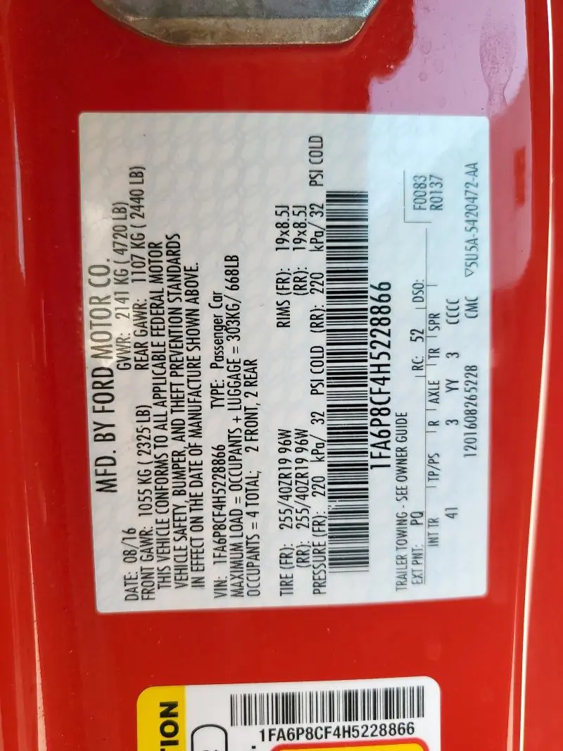 2017 FORD MUSTANG GT  