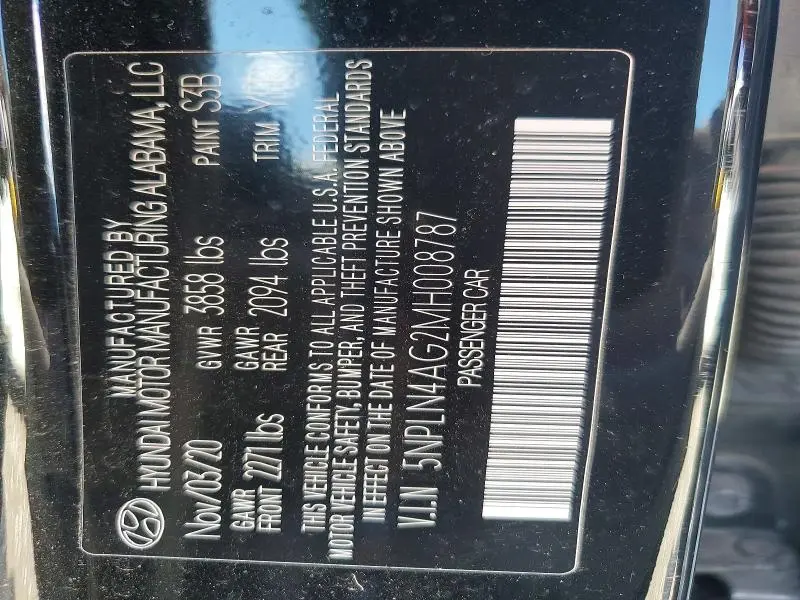 2021 HYUNDAI ELANTRA SEL  