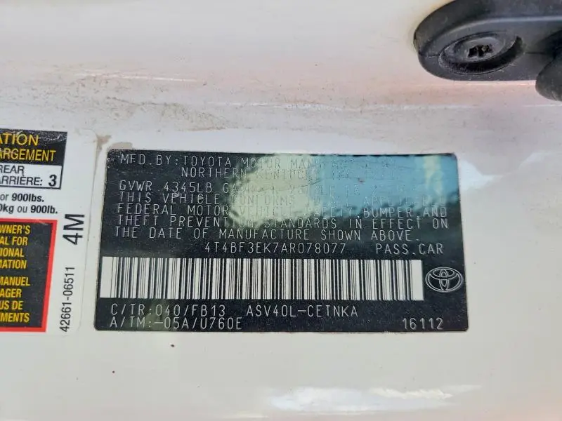 2010 TOYOTA CAMRY LE  