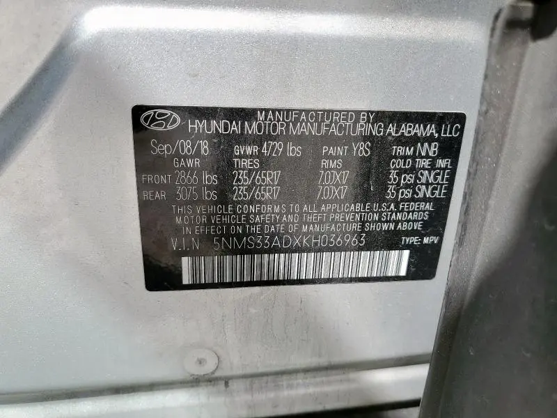 2019 HYUNDAI SANTA FE SEL  