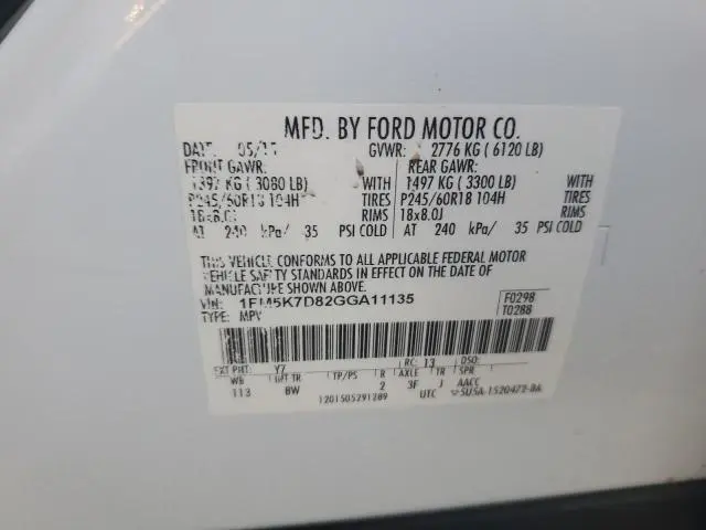 2016 FORD EXPLORER XLT  