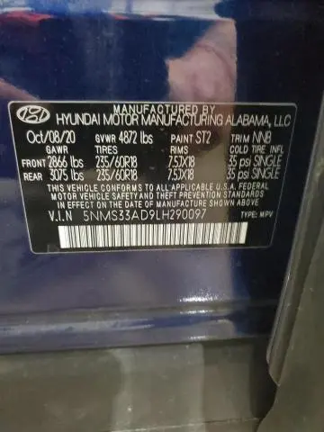 2020 HYUNDAI SANTA FE SEL  