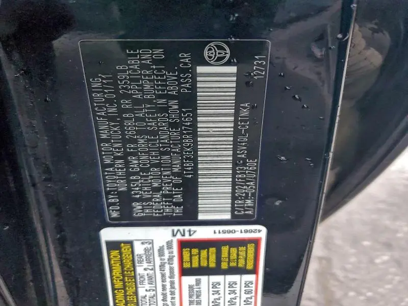 2011 TOYOTA CAMRY BASE  