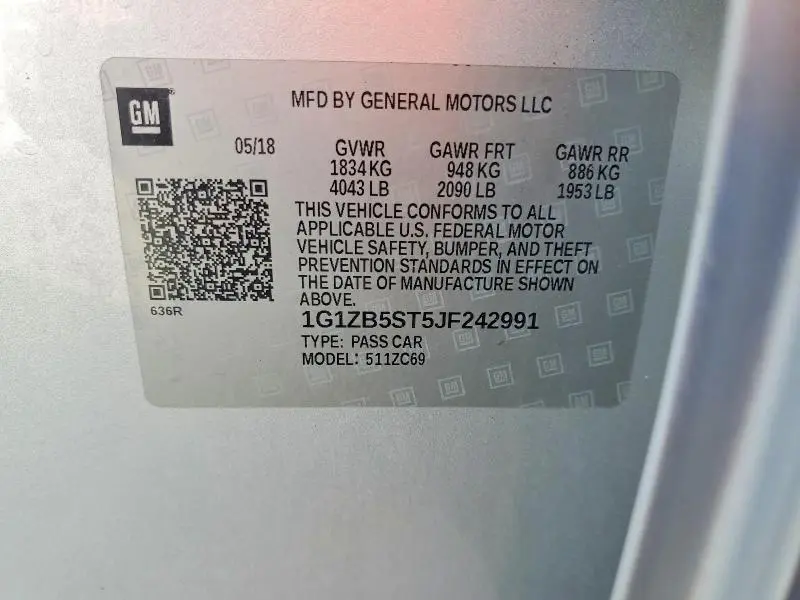 2018 CHEVROLET MALIBU LS  