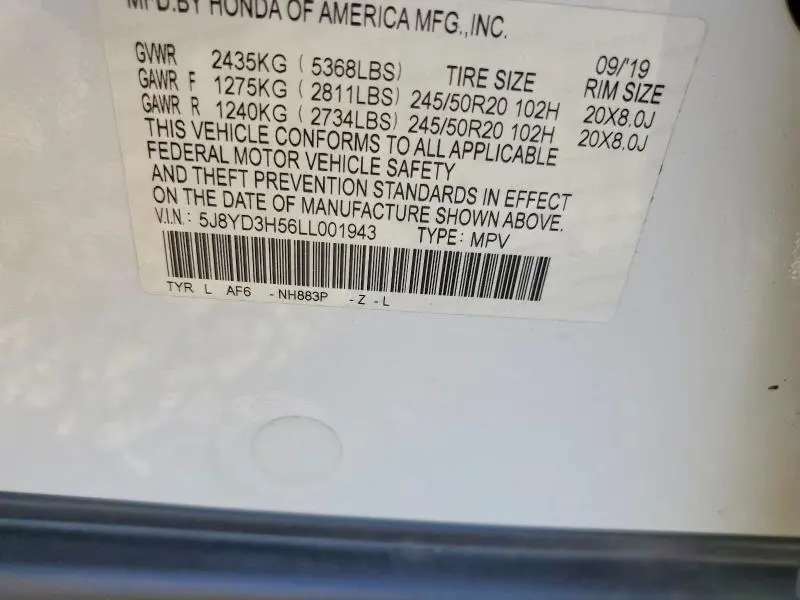 2020 ACURA MDX TECHNOLOGY  