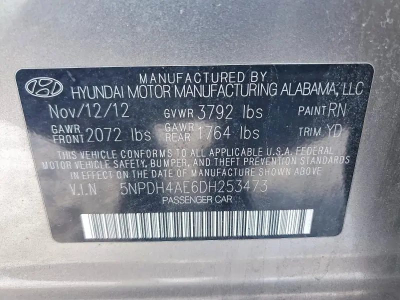 2013 HYUNDAI ELANTRA GLS  