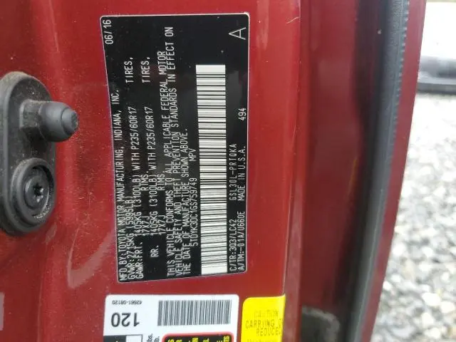 2016 TOYOTA SIENNA XLE