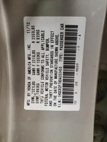 2013 HONDA ACCORD EX