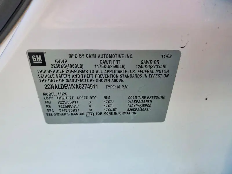 2010 CHEVROLET EQUINOX LT  