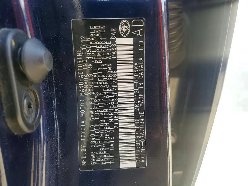 2012 TOYOTA COROLLA LE  