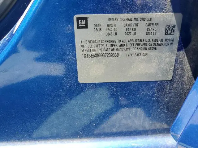 2016 CHEVROLET CRUZE LT  