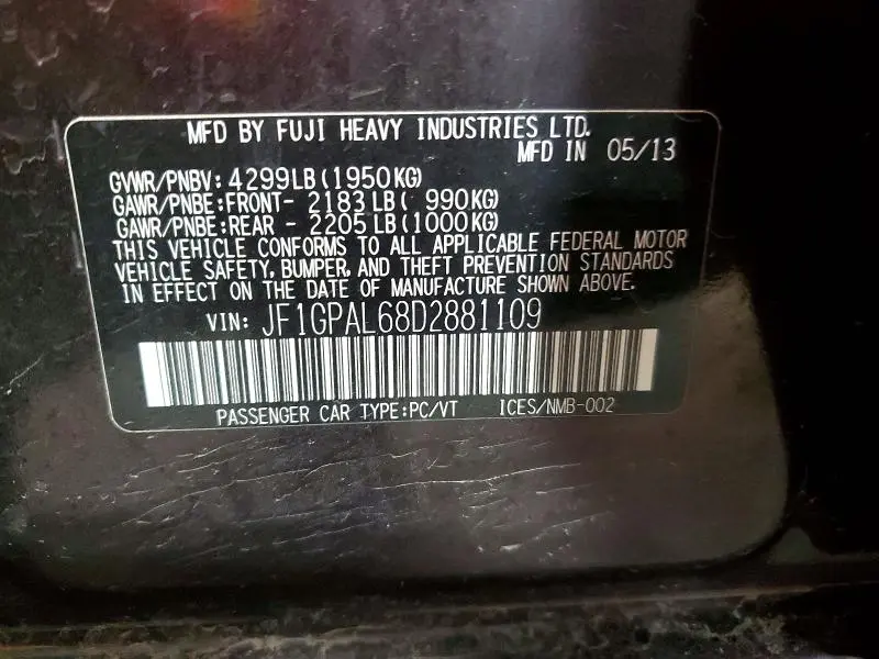2013 SUBARU IMPREZA SPORT PREMIUM  