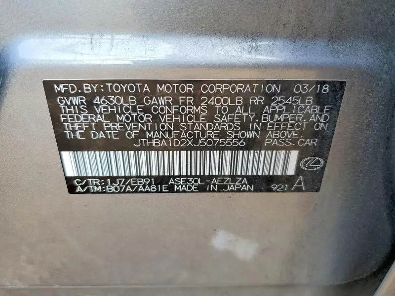 2018 LEXUS IS 300 BASE  