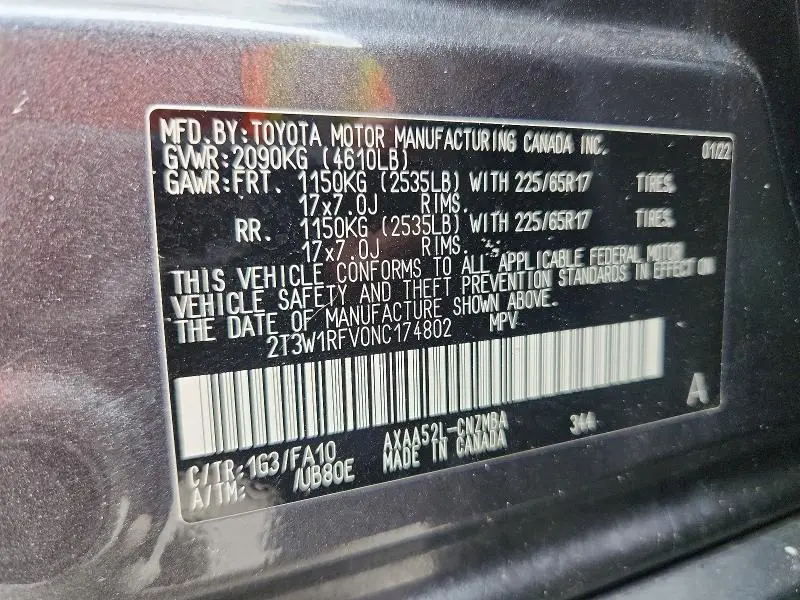 2022 TOYOTA RAV4 XLE  
