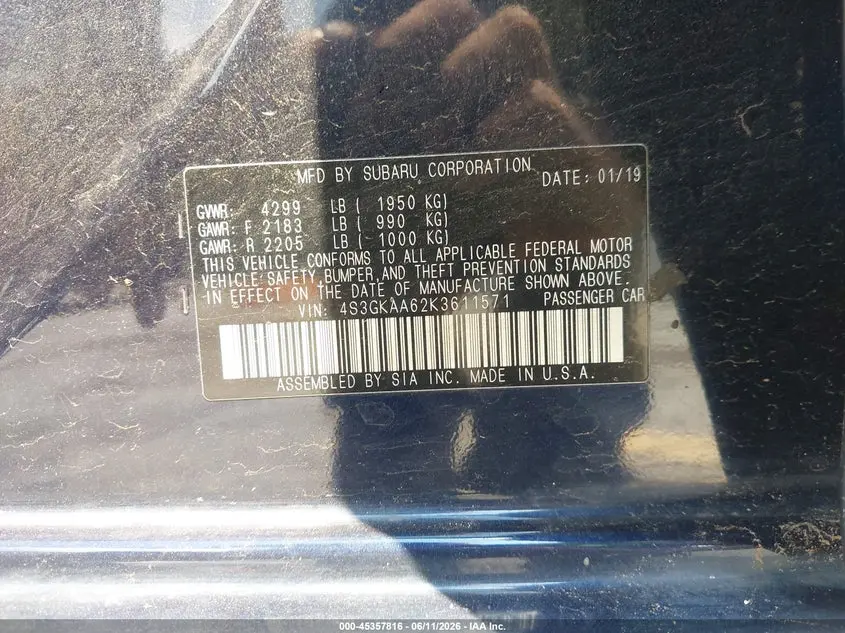 2019 SUBARU IMPREZA 2.0I
