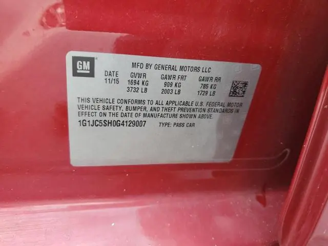 2016 CHEVROLET SONIC LT  