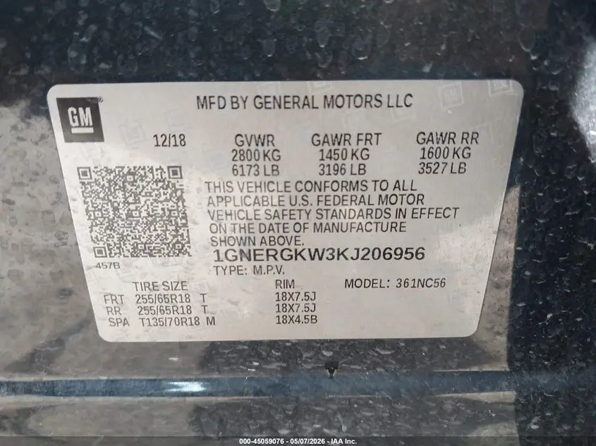2019 CHEVROLET TRAVERSE 1LT
