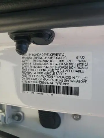 2022 HONDA PILOT SPORT  
