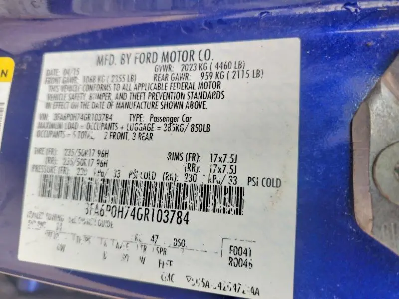 2016 FORD FUSION SE  