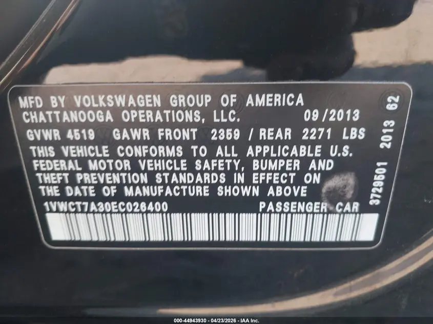 2014 VOLKSWAGEN PASSAT 1.8T SEL PREMIUM
