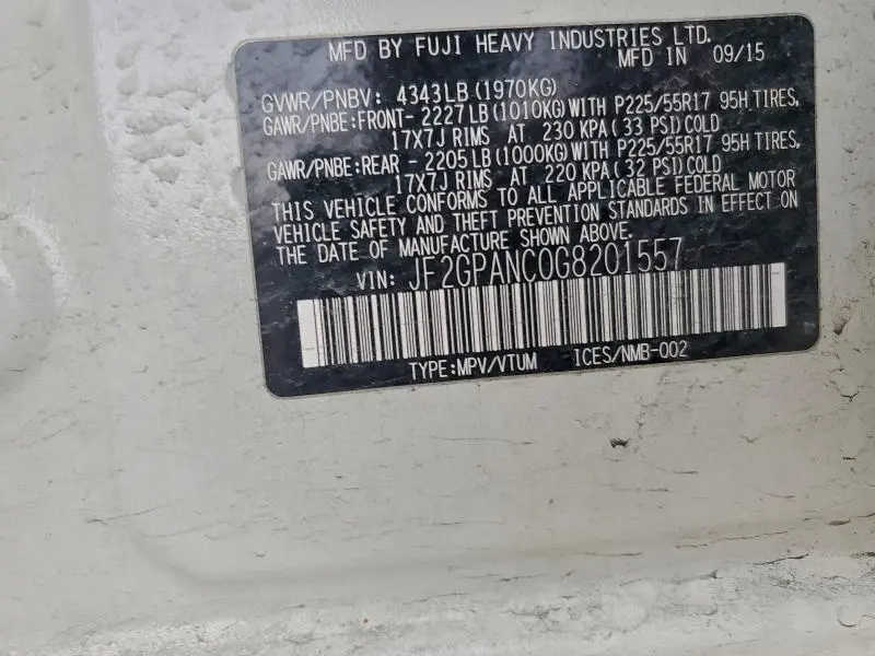 2016 SUBARU CROSSTREK LIMITED  