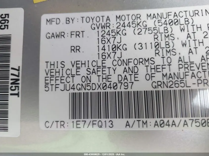 2013 TOYOTA TACOMA PRERUNNER V6