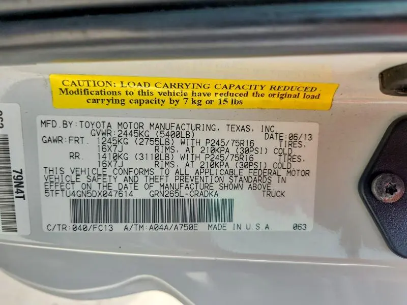 2013 TOYOTA TACOMA PRERUNNER ACCESS CAB  