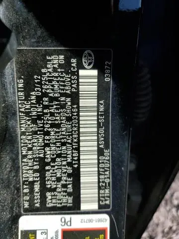 2012 TOYOTA CAMRY BASE  