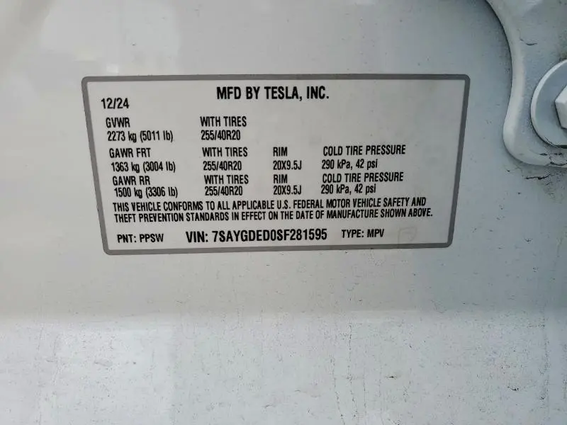 2025 TESLA MODEL Y   