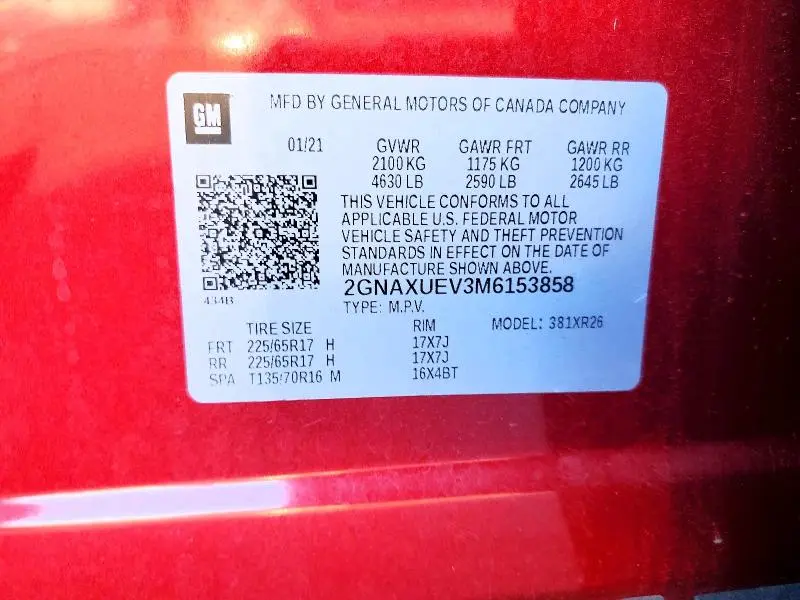 2021 CHEVROLET EQUINOX LT  